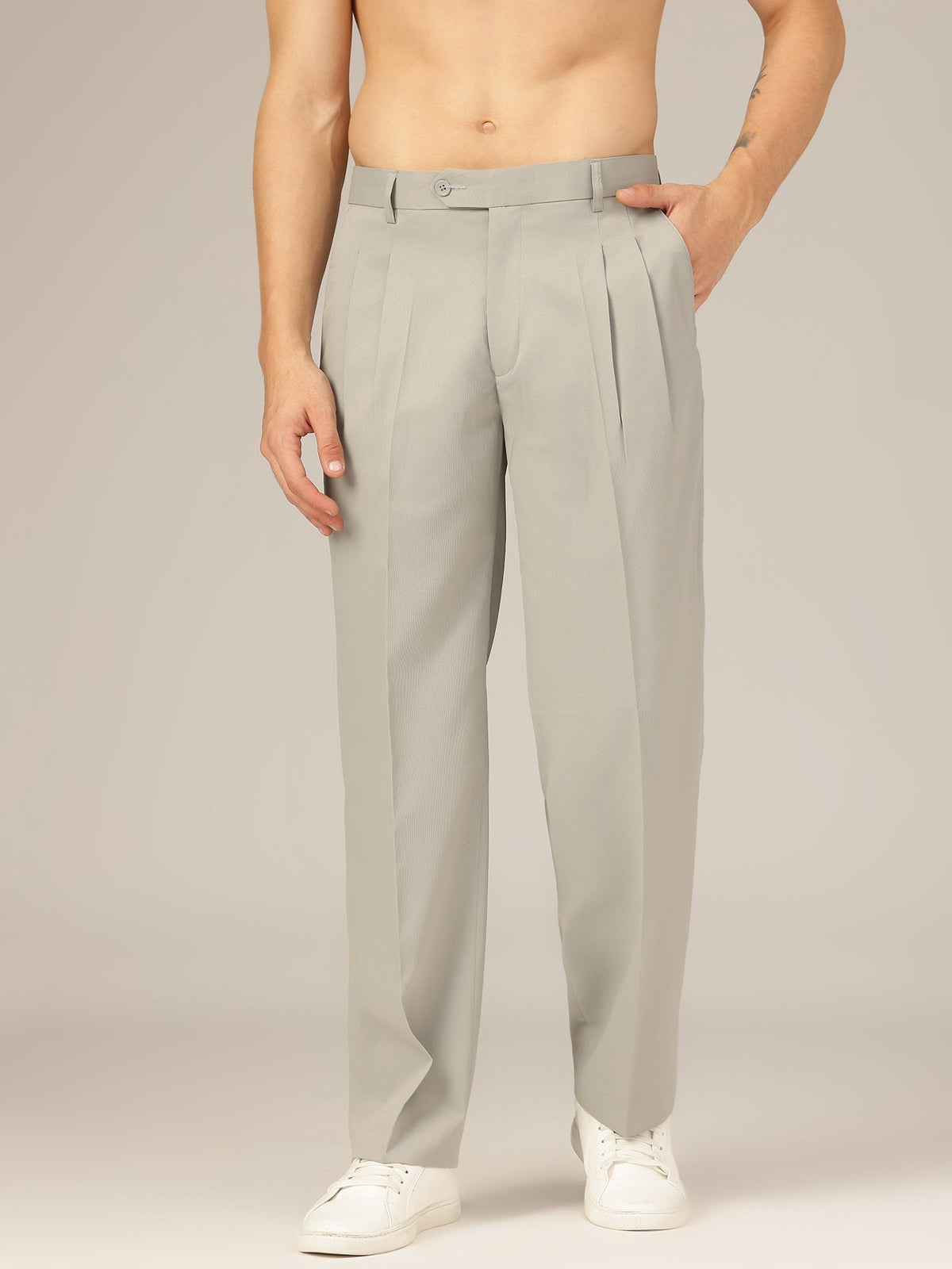 Korean Checkered Double Pleated Baggy Trouser