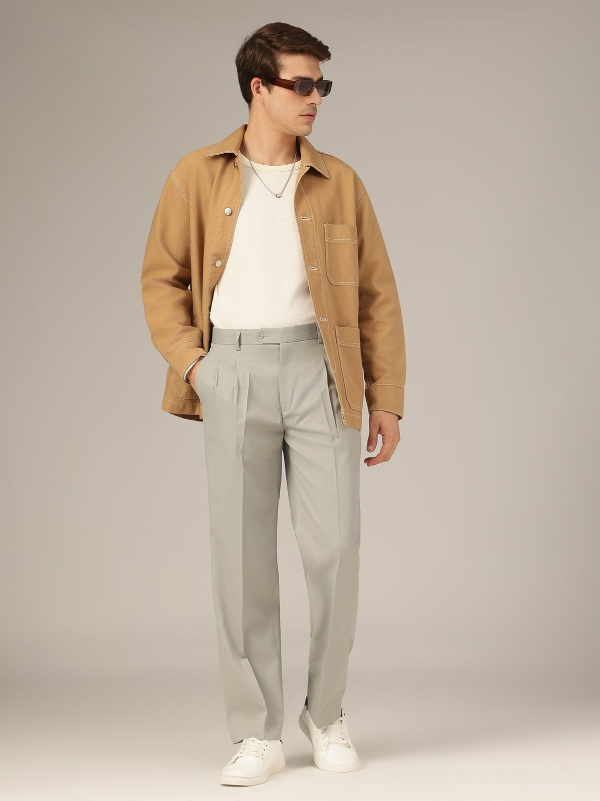Korean Checkered Double Pleated Baggy Trouser