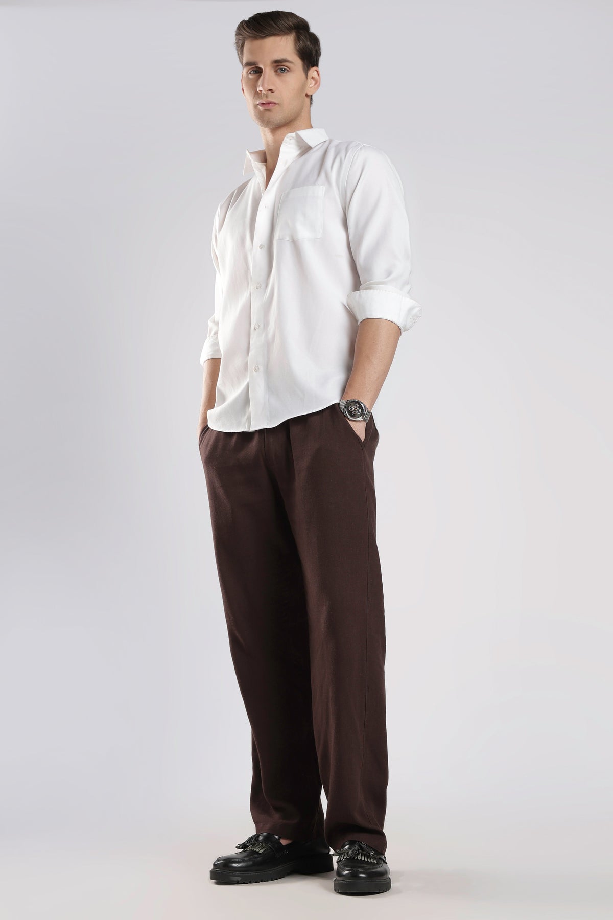 Relaxed Linen Pants Wet Brown