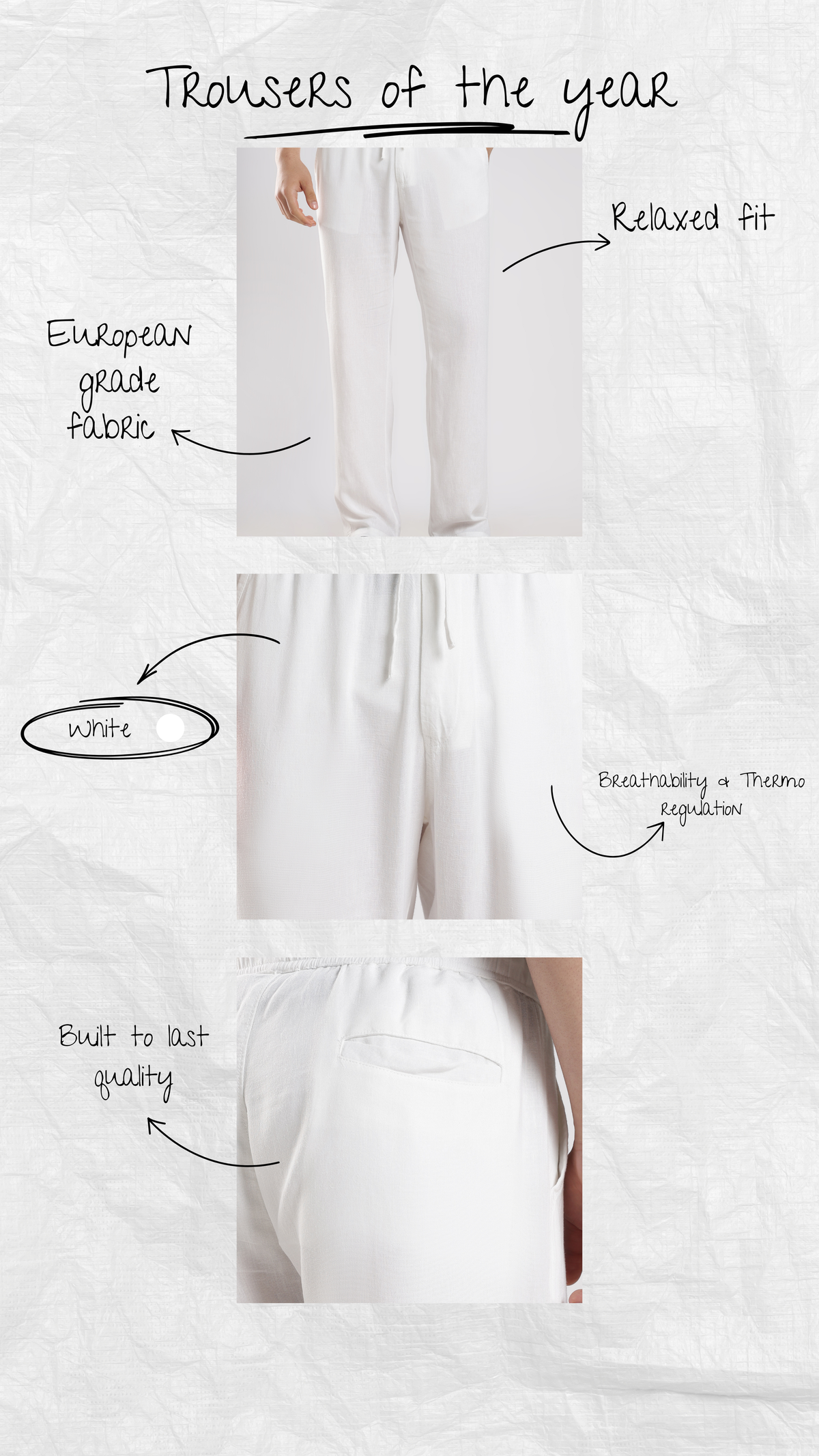 Relaxed Linen Pants White