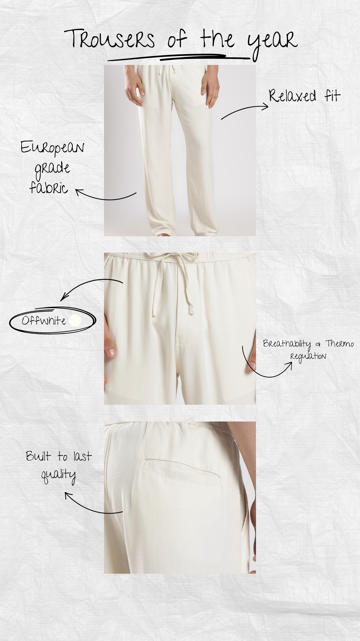 Relaxed Linen Pants Off white