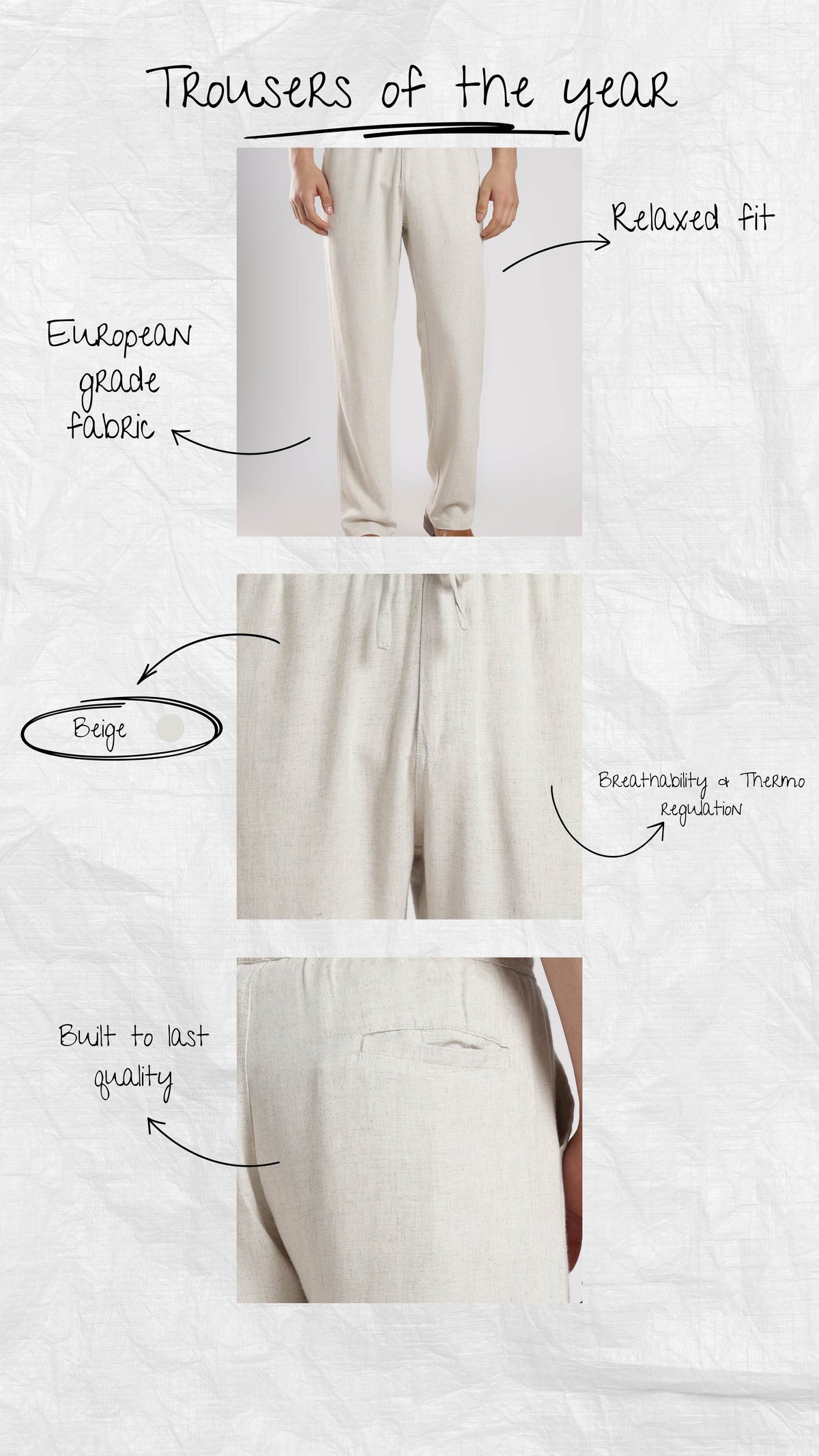 Relaxed fit Linen Pants Beige