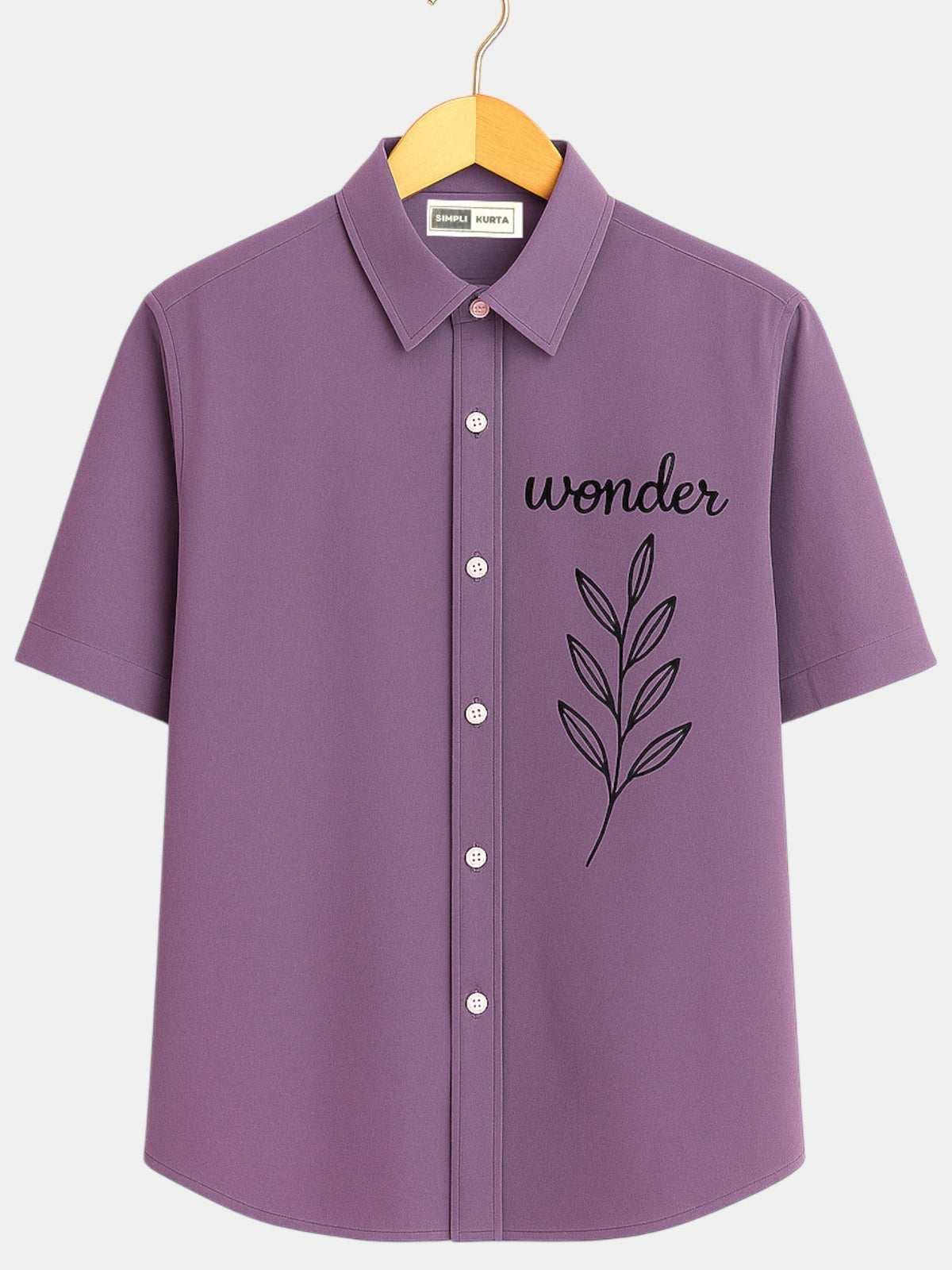 Purple Wonder Embroidered Men's Casual Shirt | Elegant Style | Embroidered Shirt