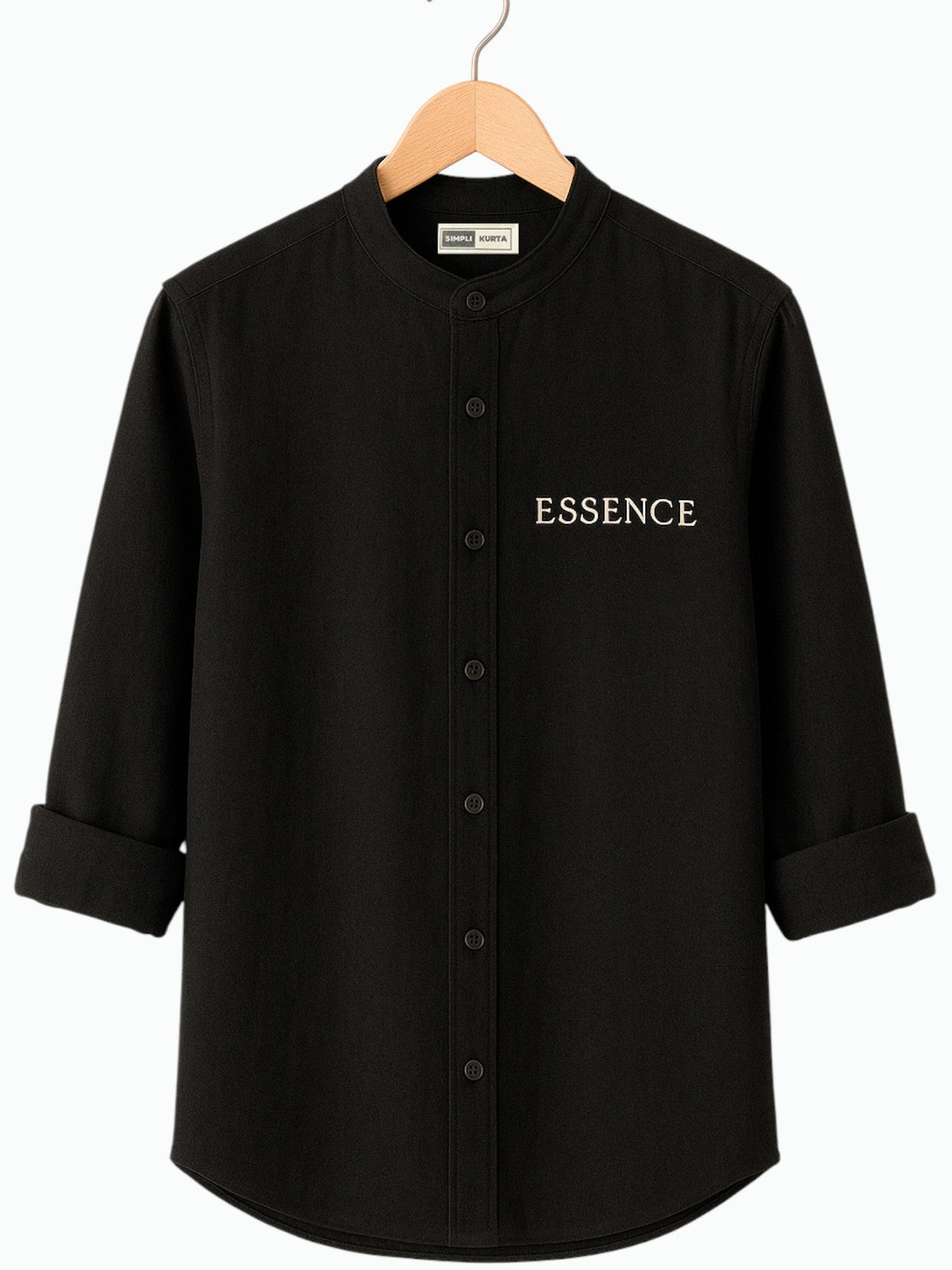 Black Premium Cotton Kurta – Minimal Embroidered Edition